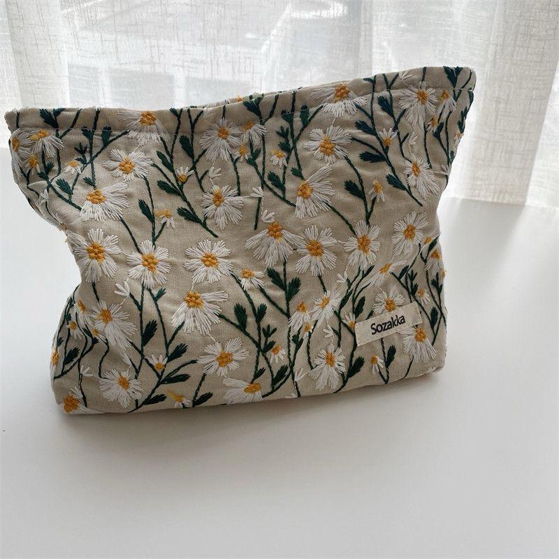 Daisy Meadow Embroidered Pouch Bag