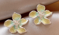 Yellow Plumeria Glitter Stud Earrings