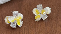 Yellow Orchid Crystal Stud Earrings