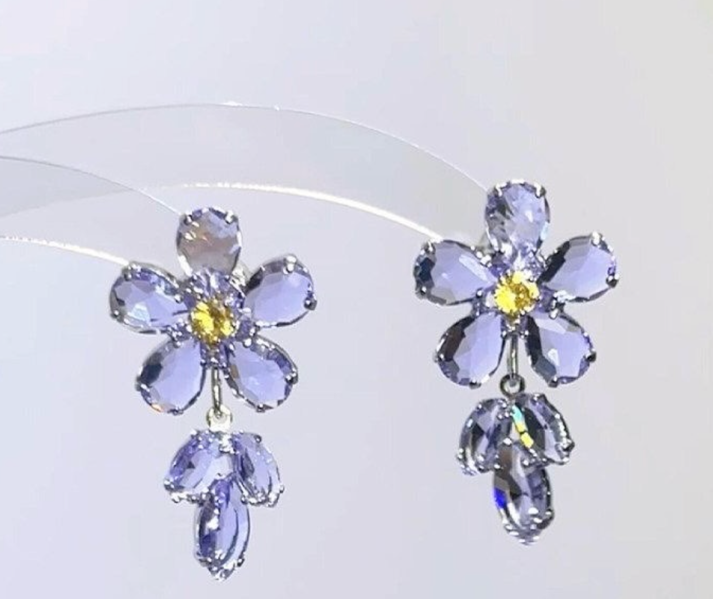 Crystal Flower Drop Earrings