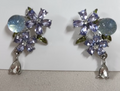Periwinkle Blossom & Blue Bead Drop Earrings