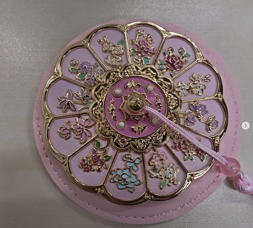 Imperial Garden Compact Mirror — Pink Floral Enamel