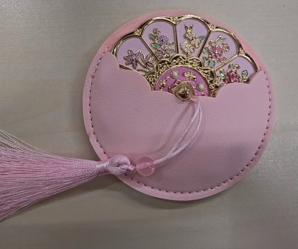 Imperial Garden Compact Mirror — Pink Floral Enamel